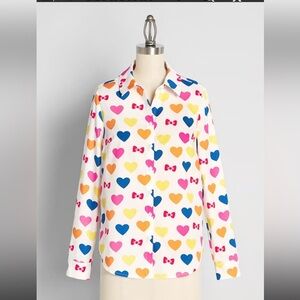 ModCloth x Hello Kitty Supercute Love Button-Up Top Medium NWT